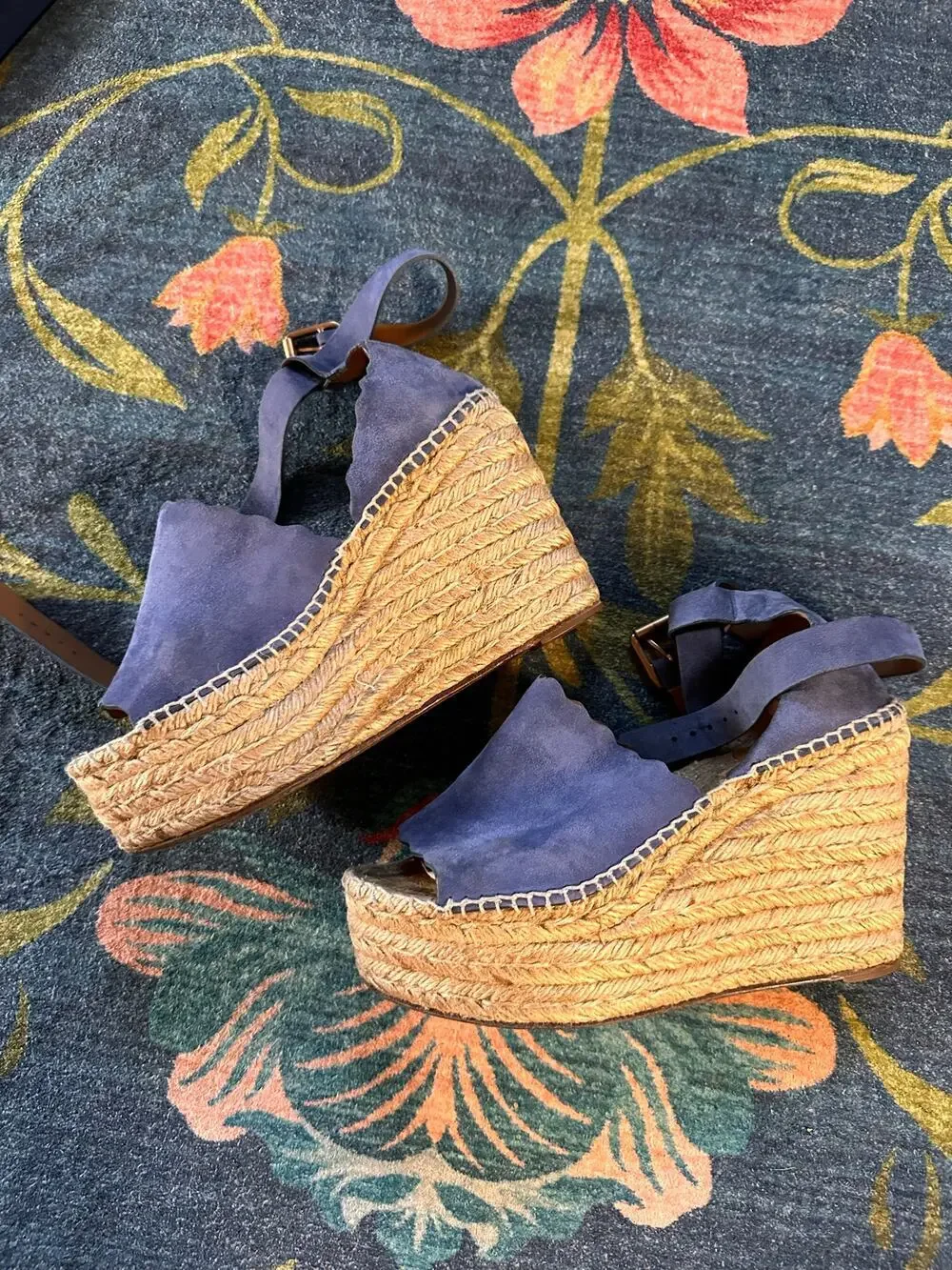 Chloe Lauren Platform Espadrille Wedge Sandals Size 38